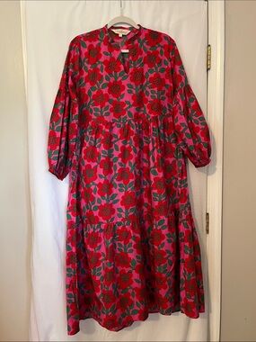 Bright Pink Floral Midi Dress